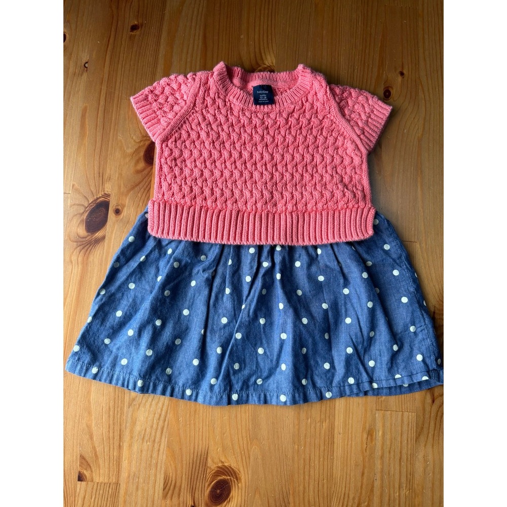 Baby GAP Cable Knit Polka Dot Dress Size 12-18 Months